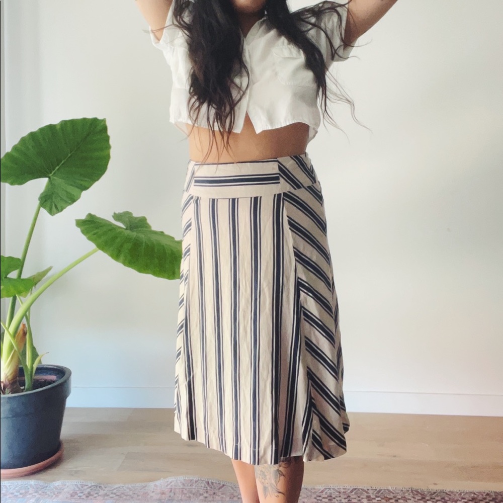JOA LINEN STRIPED SKIRT